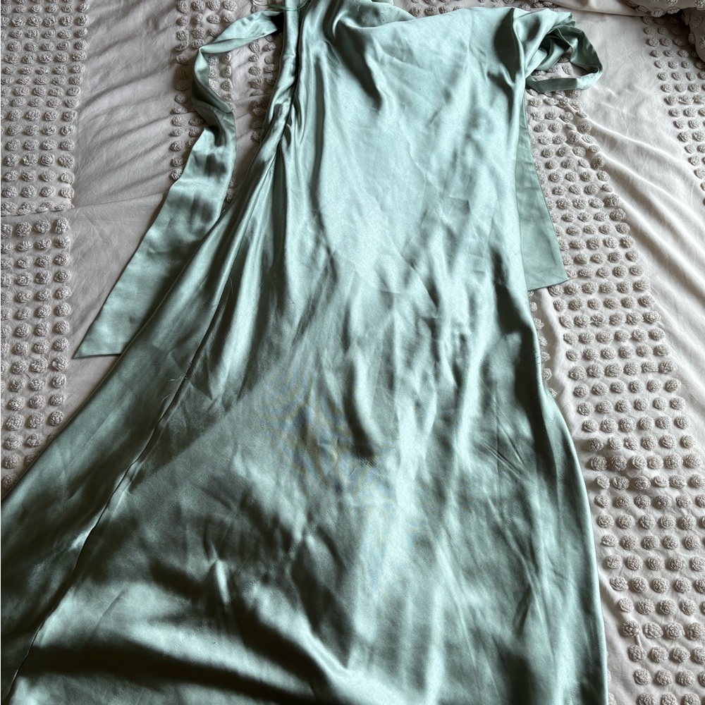 Altar'd State Satin Dress in Soft Green